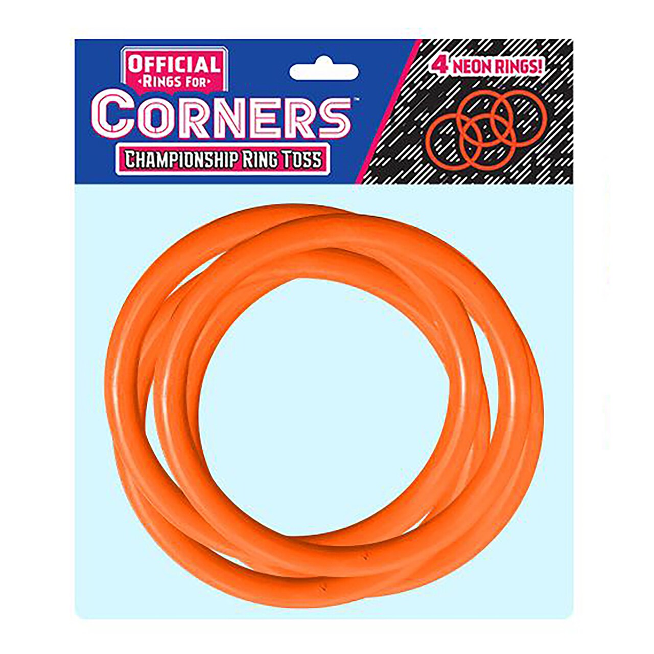Corners Championship Ring Toss: Ring Set - 4pc Orange - Official 4 Piece Ring Set, Flexible Polypropylene Rings, Indoor & Outdoor Play, Game Accessory